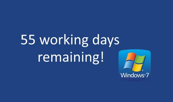 55 Working Days Remaining  on  Windows 7
